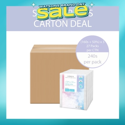 WATSONS - Soft & Clean Square Facial Puffs (160s+80s (50% Free) x 3s) x 27s (per carton)