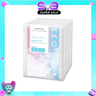 WATSONS - Soft & Clean Square Facial Puffs 160s+80s (50% Free) x 3s image