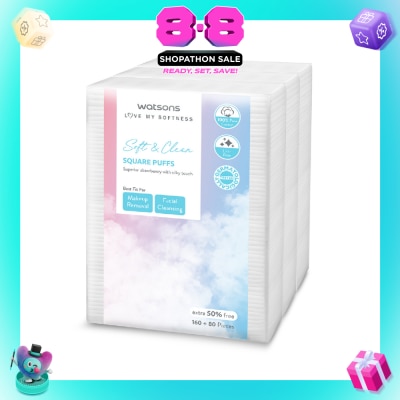 WATSONS - Soft & Clean Square Facial Puffs 160s+80s (50% Free) x 3s