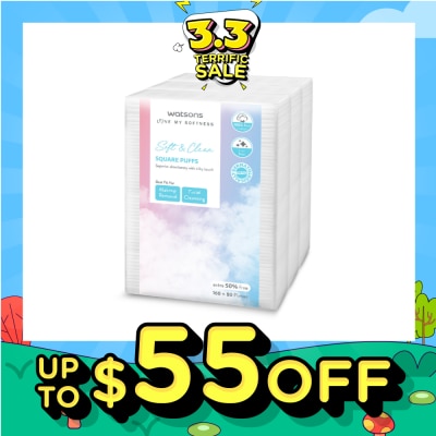WATSONS Soft & Clean Square Facial Puffs 160s+80s (50% Free) x 3s