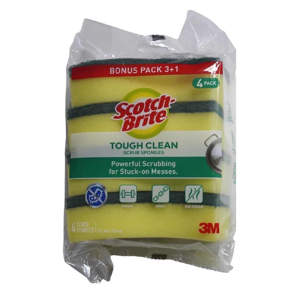 Scotch Brite Heavy Duty Sponge (Anti-Bacterial & Resist Odours) 4s