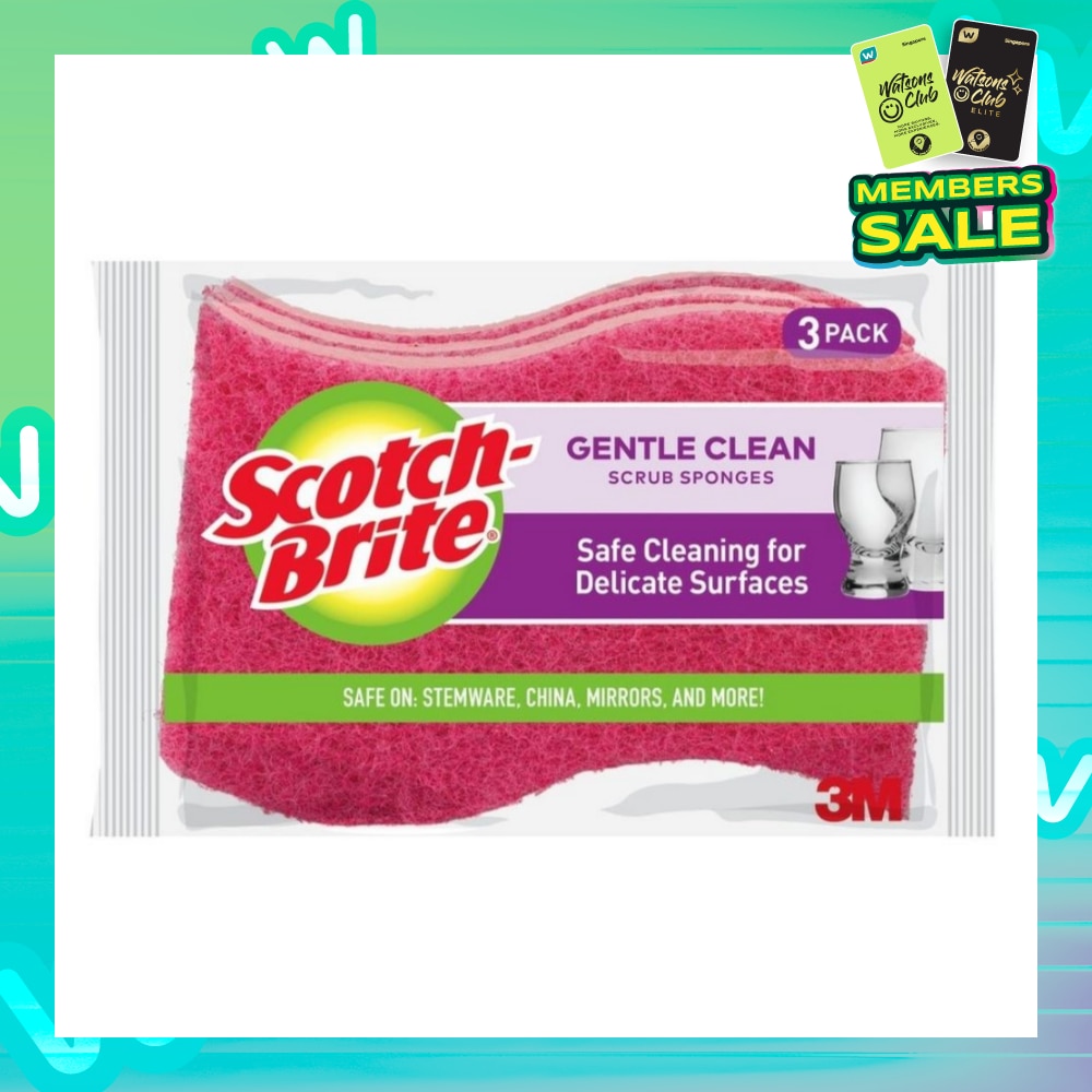 Scotch Brite Gentle Clean Scrub Sponge (Safe Cleaning for Delicate Surfaces) 3s