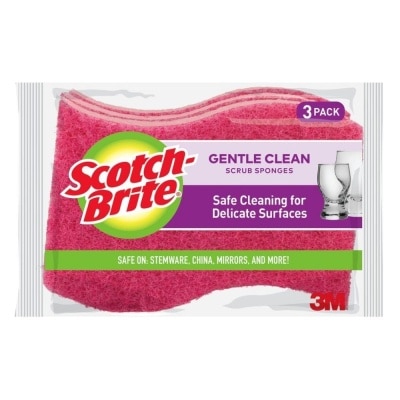 3M Scotch Brite Gentle Clean Scrub Sponge (Safe Cleaning for Delicate Surfaces) 3s