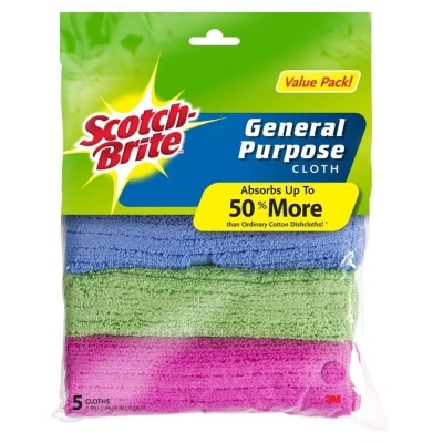 3M Scotch Brite General Purpose Cloth Value Pack (Strong Absorption) 5s