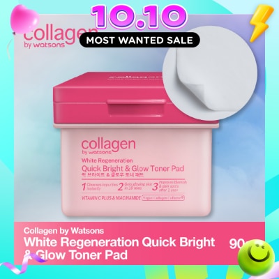 COLLAGEN BY WATSONS White Regeneration Quick Bright & Glow Toner Pads 90s image