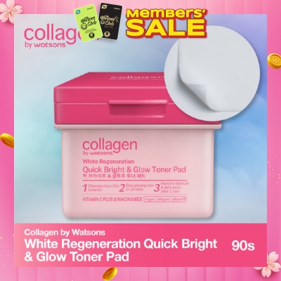 COLLAGEN BY WATSONS White Regeneration Quick Bright & Glow Toner Pads 90s