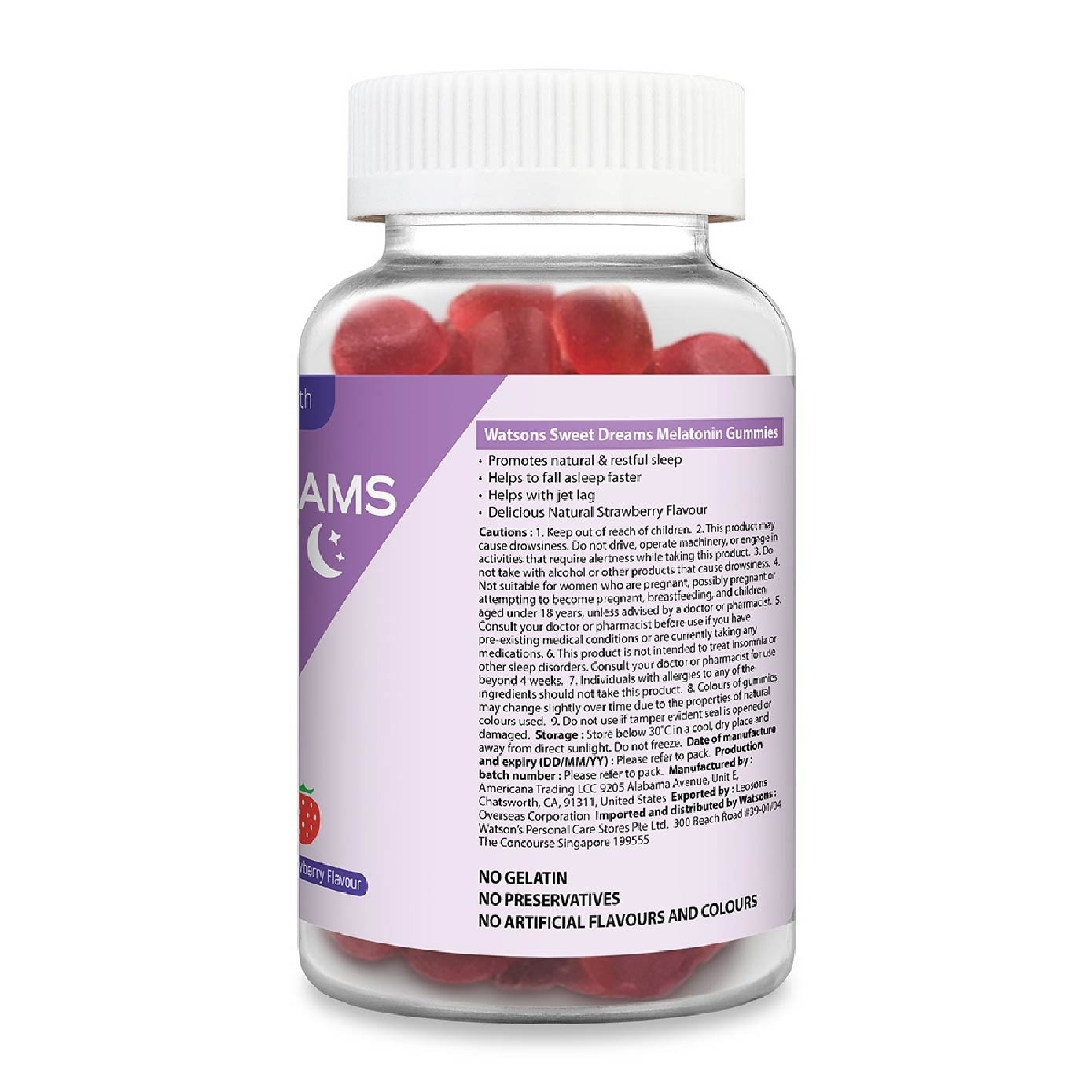 Sweet Dreams Melatonin 5mg Natural Strawberry Flavor Gummies 90s