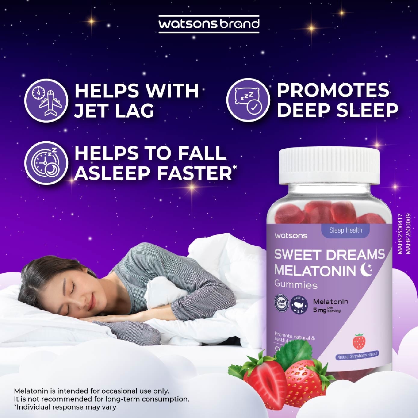 Sweet Dreams Melatonin 5mg Natural Strawberry Flavor Gummies 90s