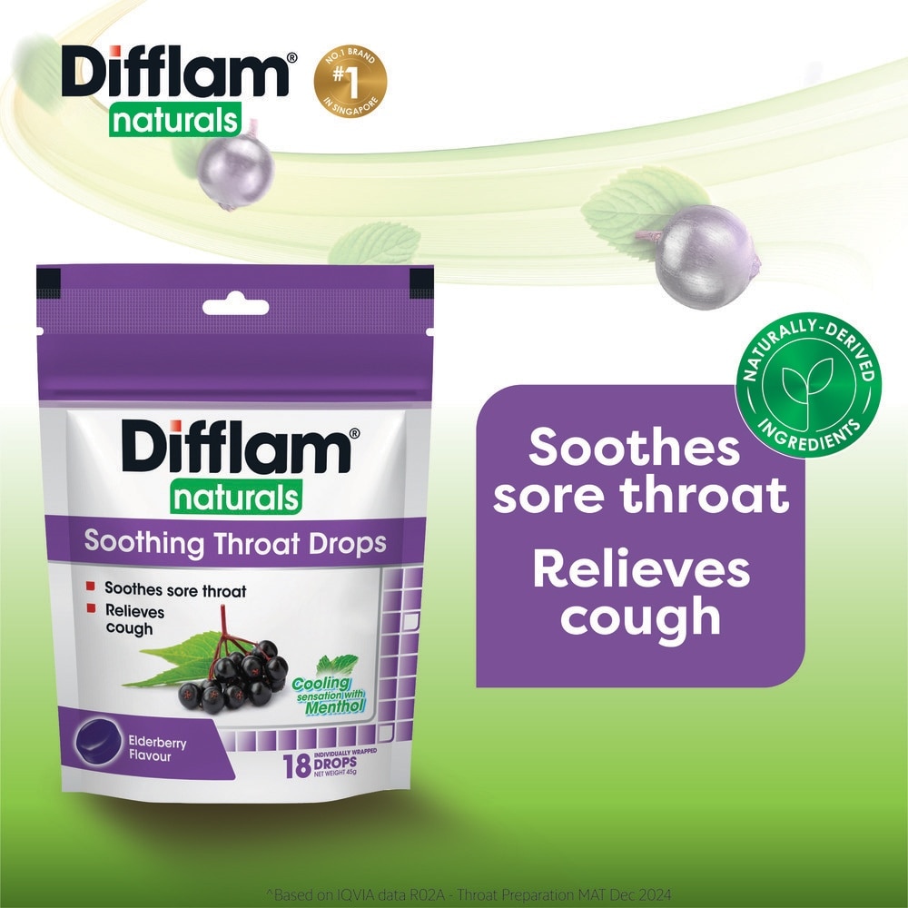 Naturals Soothing Throat Drops Elderberry Flavour 18s
