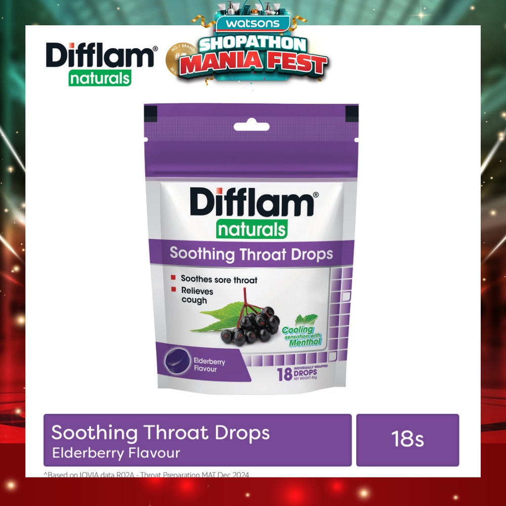 Naturals Soothing Throat Drops Elderberry Flavour 18s