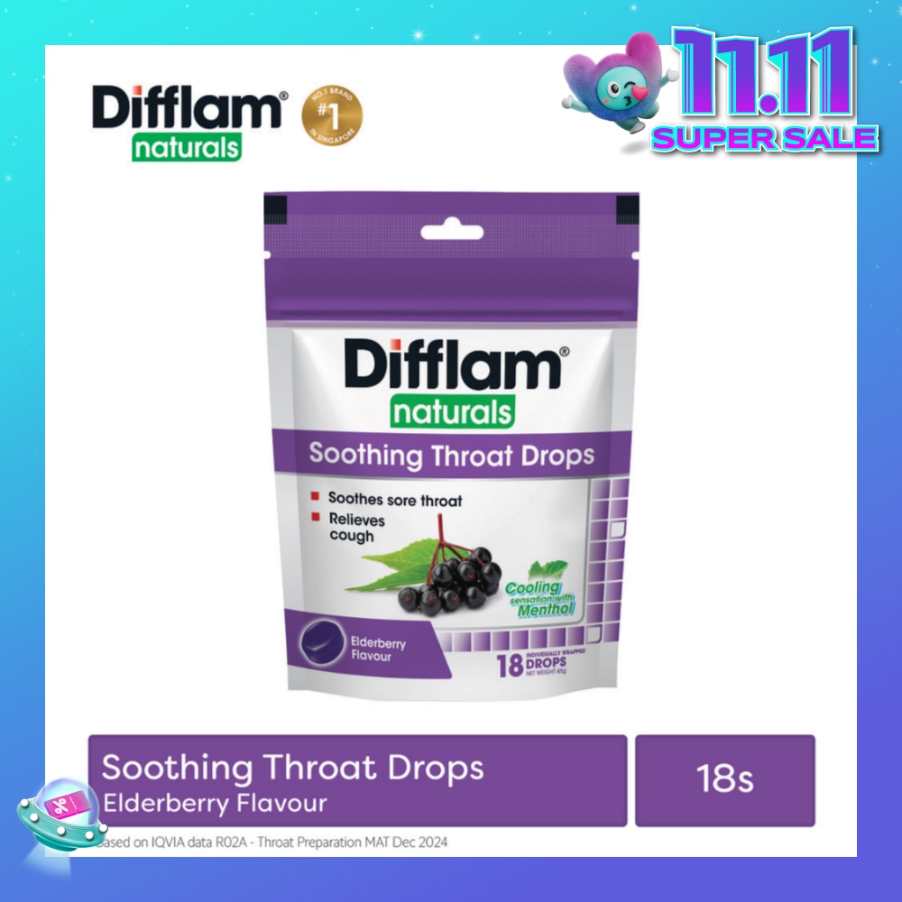 Naturals Soothing Throat Drops Elderberry Flavour 18s