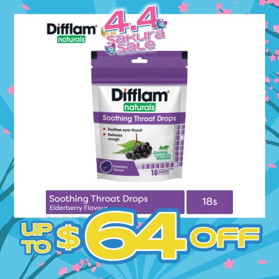 DIFFLAM - Naturals Soothing Throat Drops Elderberry Flavour 18s