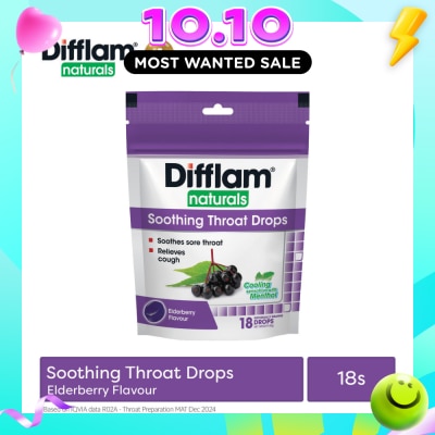 DIFFLAM Naturals Soothing Throat Drops Elderberry Flavour 18s image