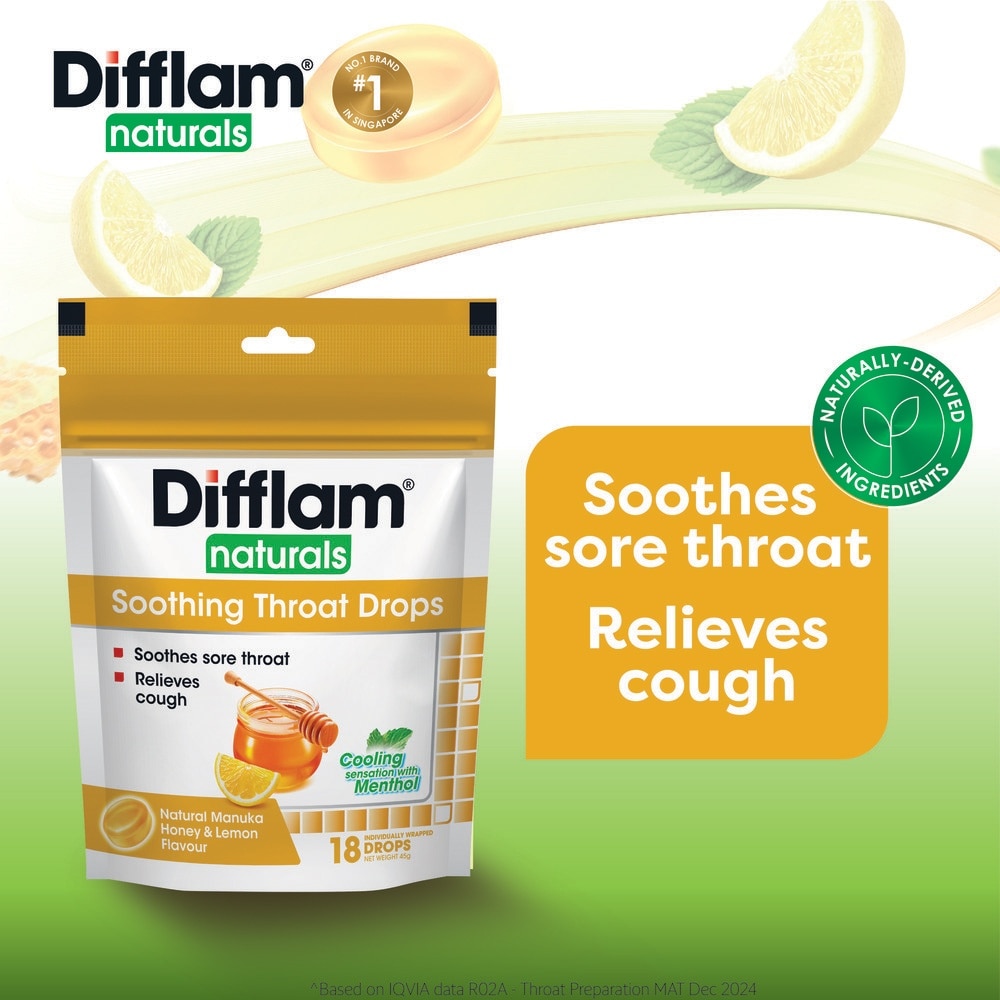 Naturals Soothing Throat Drops Manuka Honey & Lemon Flavour 18s