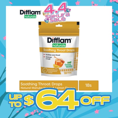 DIFFLAM - Naturals Soothing Throat Drops Manuka Honey & Lemon Flavour 18s
