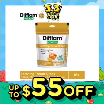 DIFFLAM Naturals Soothing Throat Drops Manuka Honey & Lemon Flavour 18s