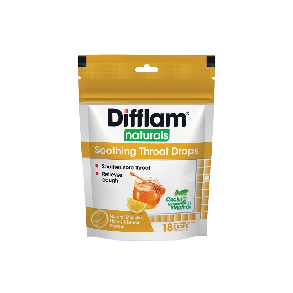 Naturals Soothing Throat Drops Manuka Honey & Lemon Flavour 18s