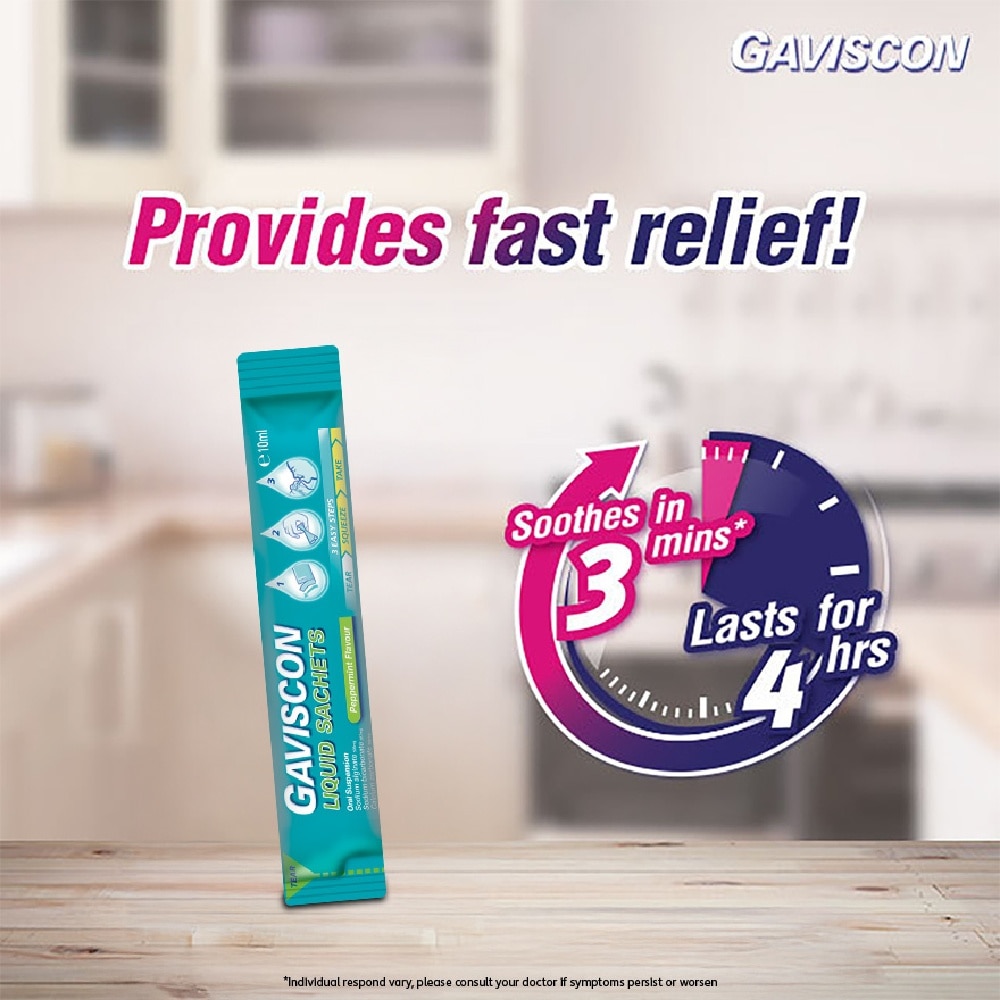 Liquid Sachet Peppermint Flavour for Heartburn & Indigestion Relief 10ml x 24s