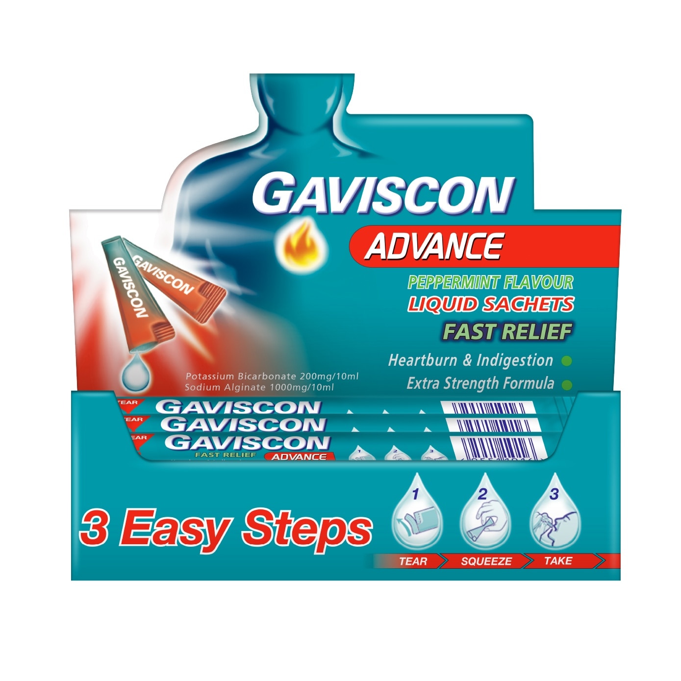 Advance Liquid Sachets Peppermint Flavour for Heartburn & Indigestion 10ml x 24s