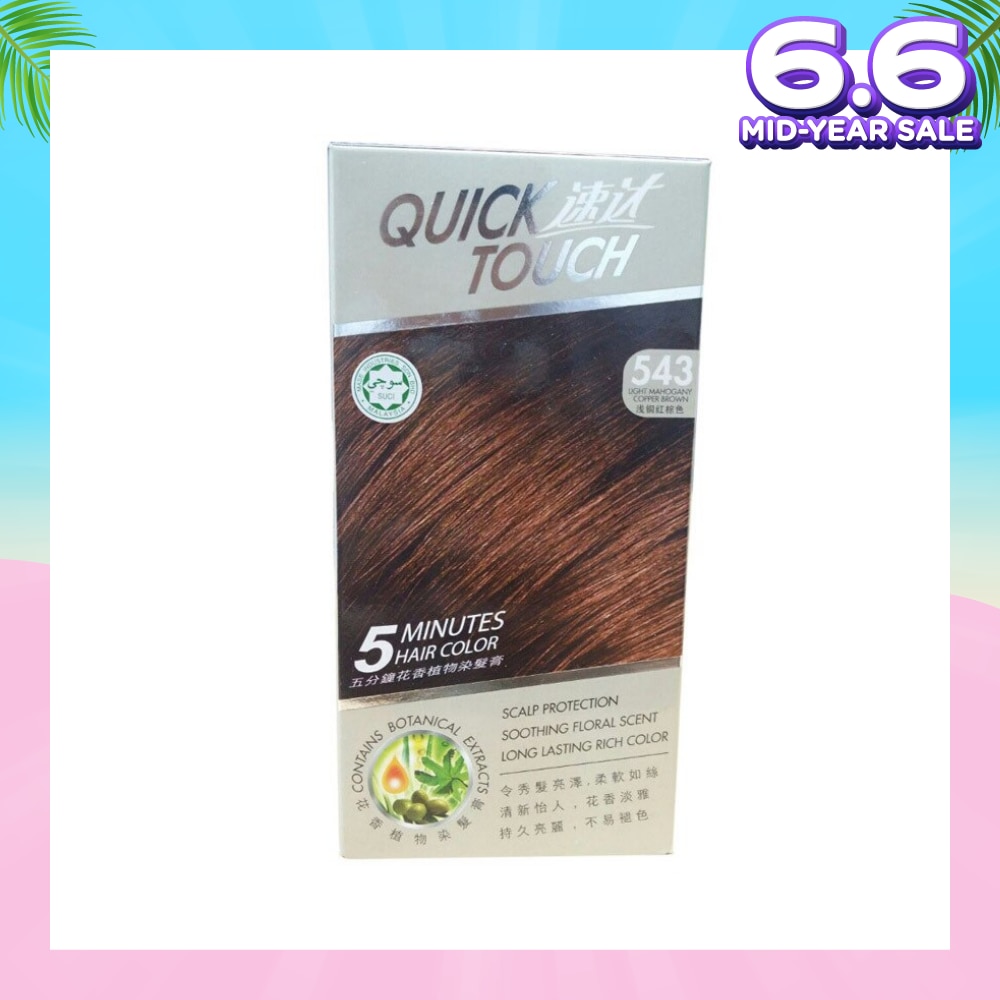 QUICK TOUCH 5 Minutes Hair Colour 543 Light Mahogany Copper Brown 40g + 40g