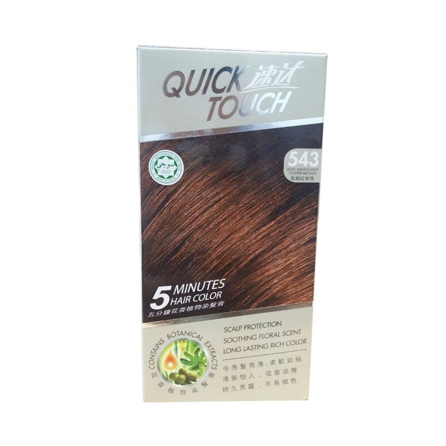 QUICK TOUCH 5 Minutes Hair Colour 543 Light Mahogany Copper Brown 40g + 40g