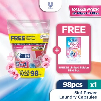 BREEZE VALUE PACK 5 in 1 Sakura Laundry Capsules 98s