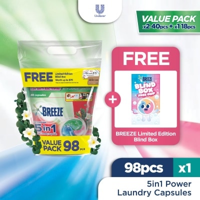 BREEZE VALUE PACK 5 in 1 Eucalyptus Laundry Capsules 98s