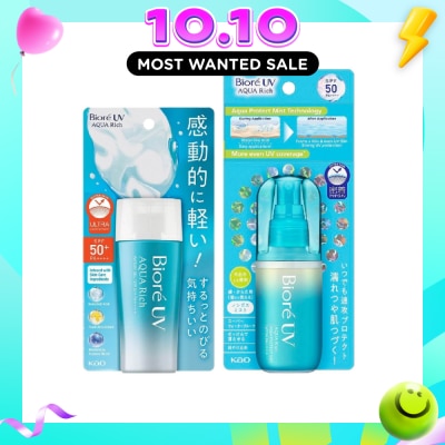 BIORE UV Aqua Rich Watery Gel Sunscreen + Protect Mist Sunscreen Bundle Set 1s image