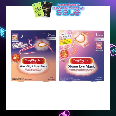 MEGRHYTHM Steam Eye Mask Rose + Good Night Unscented Steam Eye Mask Patch Bundle Set 1s