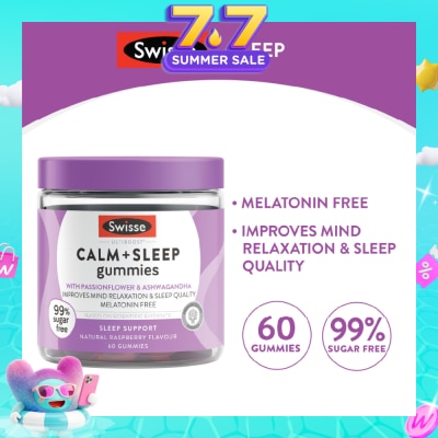 SWISSE - Ultiboost Calm + Sleep Gummies Raspberry Flavour 60s (Expiry: Feb`2027)
