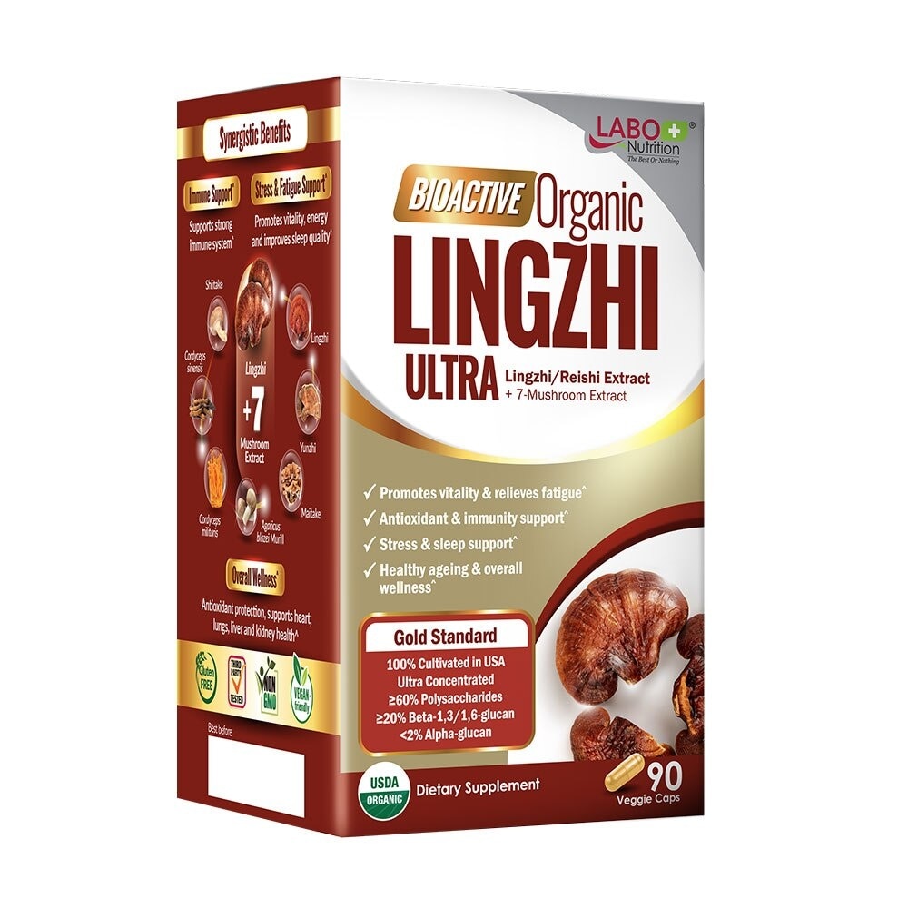 Bioactive Organic Lingzhi Ultra Dietary Supplement Veggie Capsule (For Immunity, Calm, Energy, Sleep Support And Stress Relief) 90s