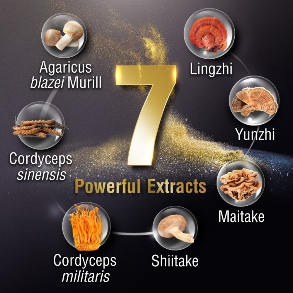 Bioactive Organic Lingzhi Ultra Reishi with 7 Mushroom Extracts Veggie Capsule (Immunity, Calm, Energy, Sleep Support & Stress Relief) 90s image