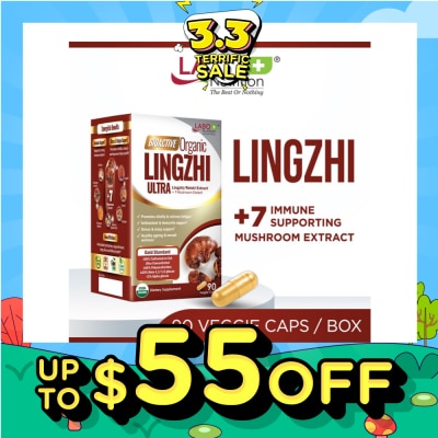 LABO NUTRITION Bioactive Organic Lingzhi Ultra Dietary Supplement Veggie Capsule (For Immunity, Calm, Energy, Sleep Support & Stress Relief) 90s
