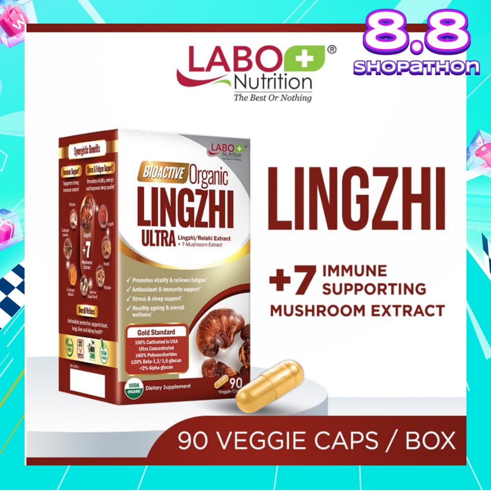 Bioactive Organic Lingzhi Ultra Dietary Supplement Veggie Capsule (For Immunity, Calm, Energy, Sleep Support & Stress Relief) 90s