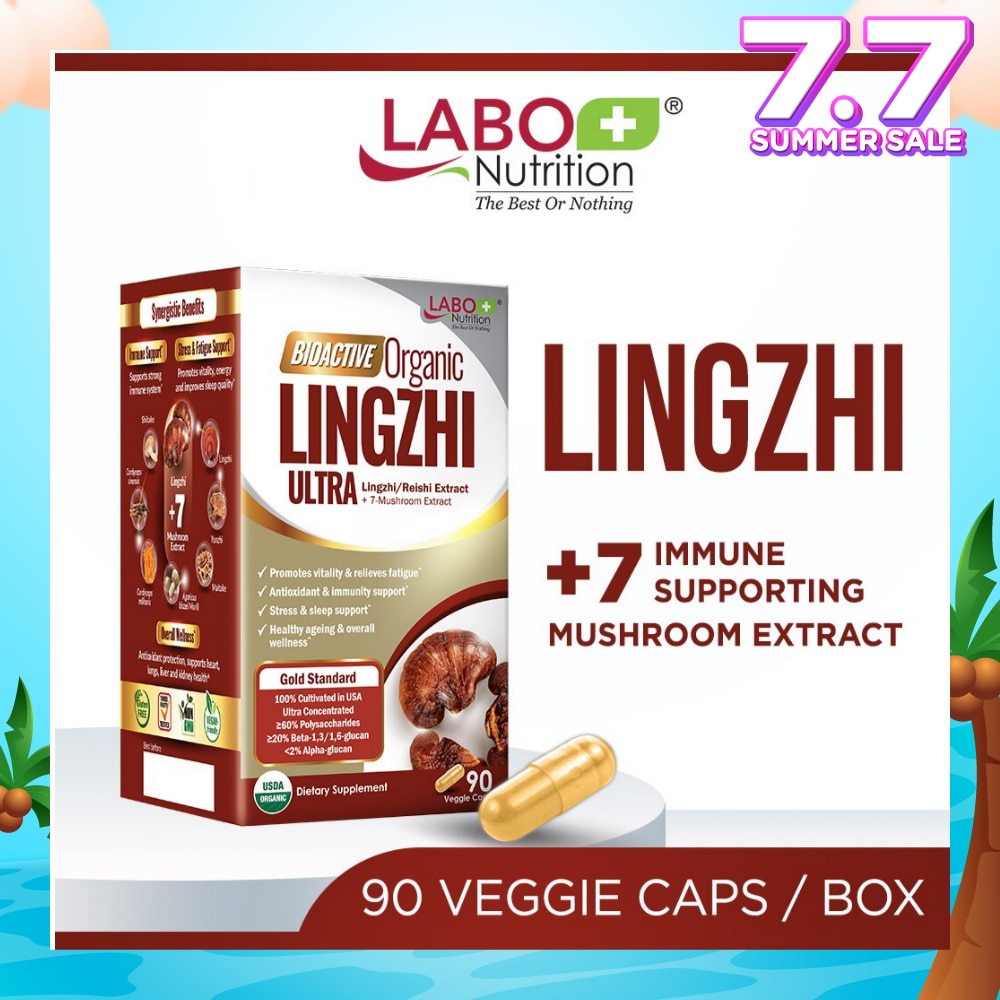 Bioactive Organic Lingzhi Ultra Dietary Supplement Veggie Capsule (For Immunity, Calm, Energy, Sleep Support & Stress Relief) 90s