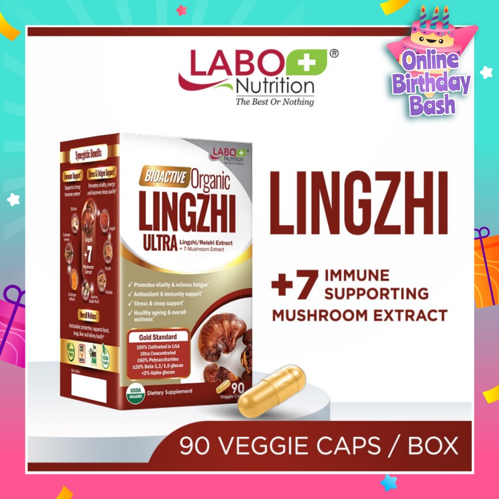 Bioactive Organic Lingzhi Ultra Dietary Supplement Veggie Capsule (For Immunity, Calm, Energy, Sleep Support & Stress Relief) 90s