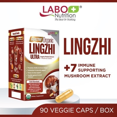 LABO NUTRITION Bioactive Organic Lingzhi Ultra Dietary Supplement Veggie Capsule (For Immunity, Calm, Energy, Sleep Support And Stress Relief) 90s