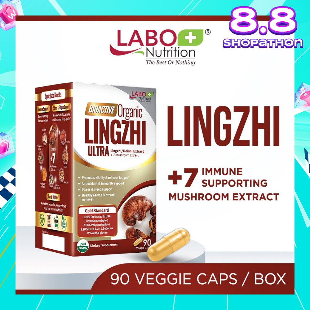 Bioactive Organic Lingzhi Ultra Dietary Supplement Veggie Capsule (For Immunity, Calm, Energy, Sleep Support & Stress Relief) 90s