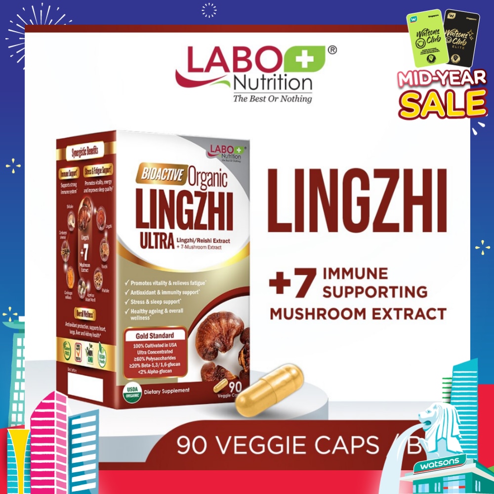 Bioactive Organic Lingzhi Ultra Dietary Supplement Veggie Capsule (For Immunity, Calm, Energy, Sleep Support & Stress Relief) 90s