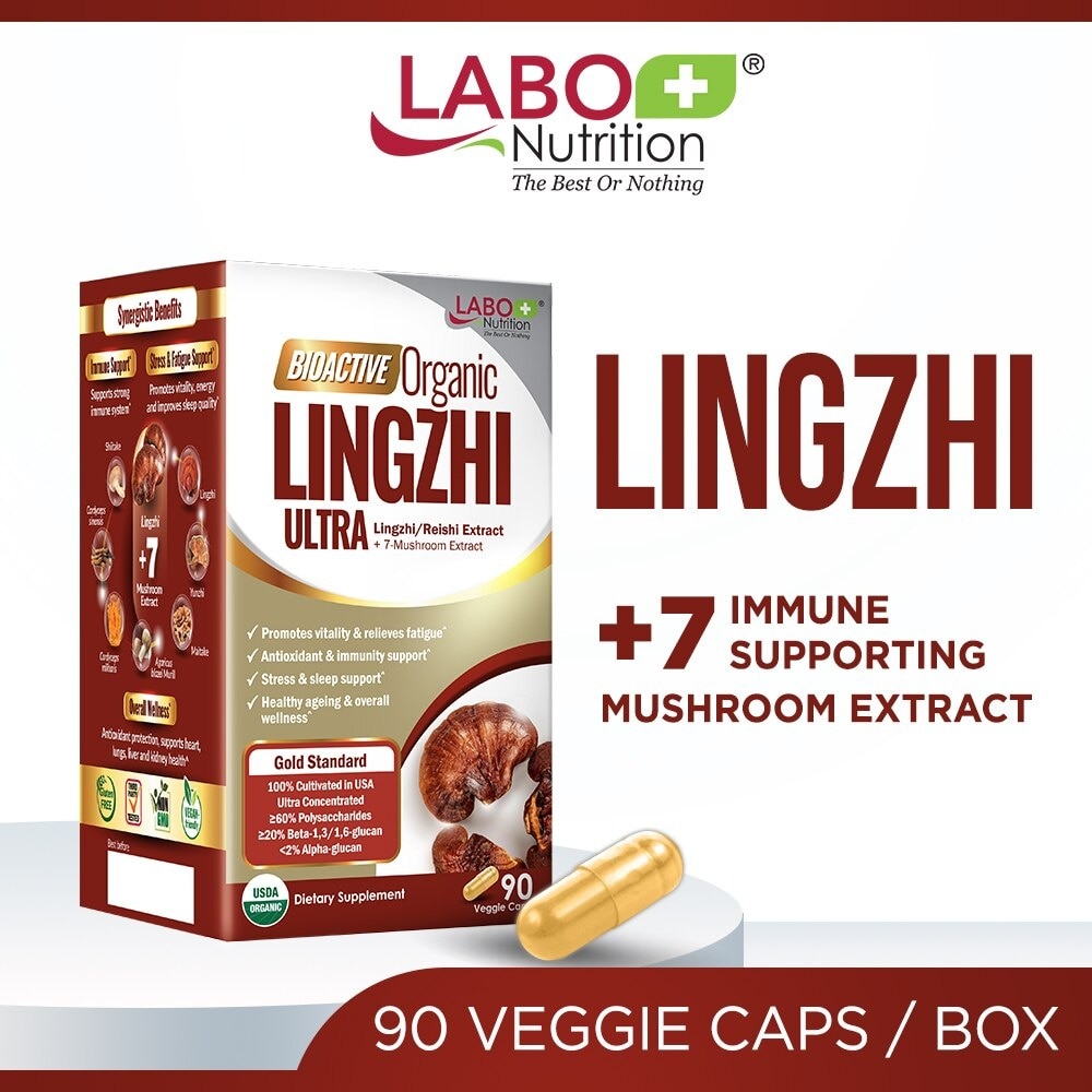 Bioactive Organic Lingzhi Ultra Dietary Supplement Veggie Capsule (For Immunity, Calm, Energy, Sleep Support And Stress Relief) 90s