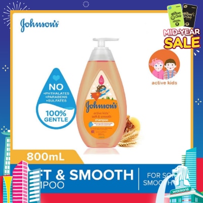 JOHNSON'S Baby Baby Active Kids Soft And Smooth Shampoo For Soft And Smooth Hair (For Silky Smooth Hair) 800ml