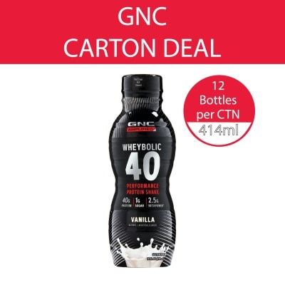 GNC Amplified Wheybolic 40 Protein Shake Vanilla 414ml x 12s