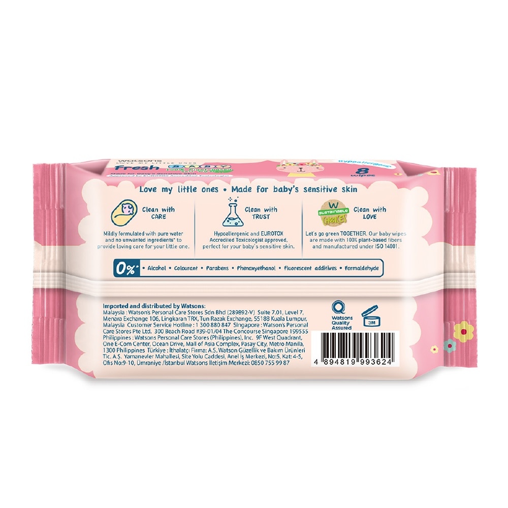 Super Mini Fresh Baby Wipes 8s x 6