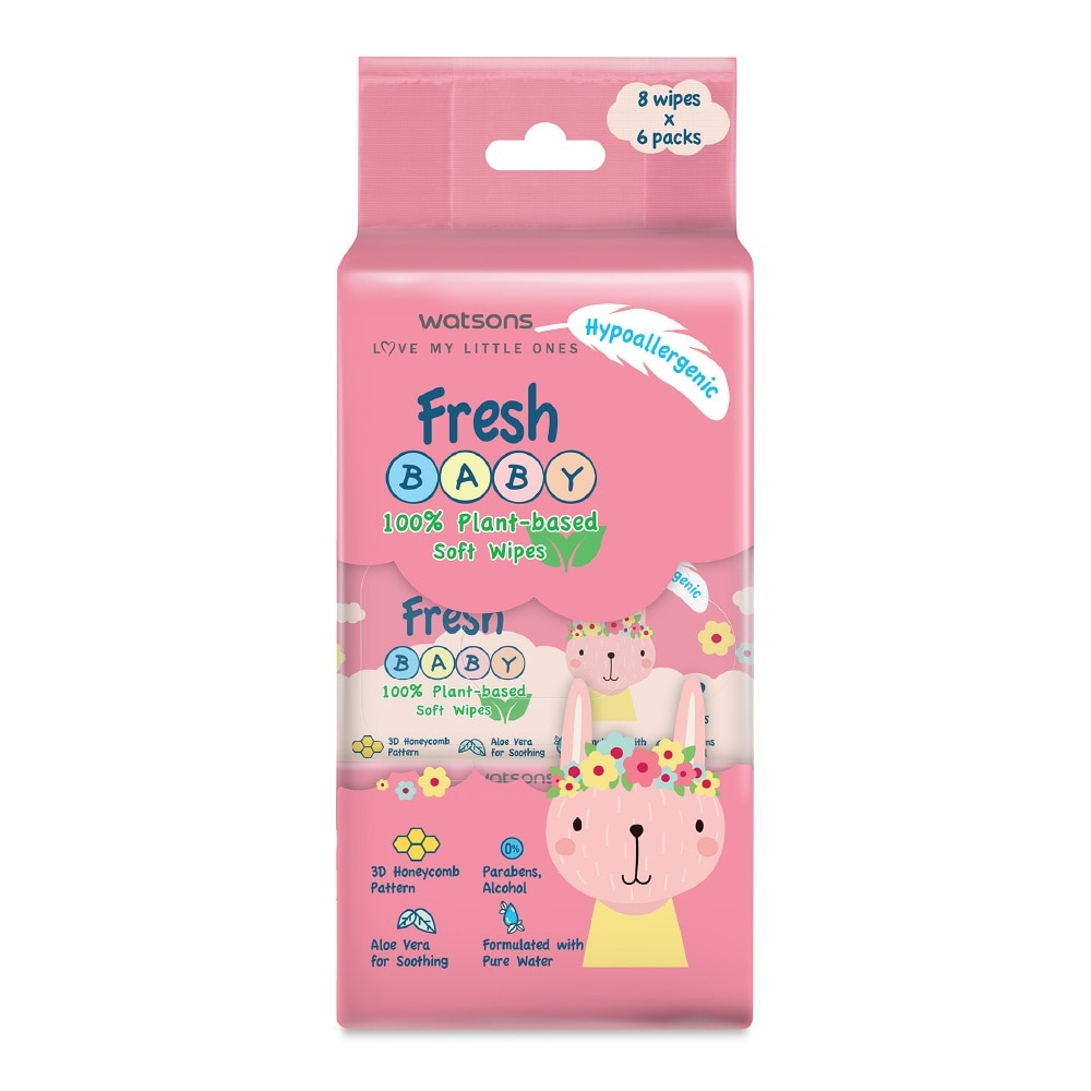 Super Mini Fresh Baby Wipes 8s x 6
