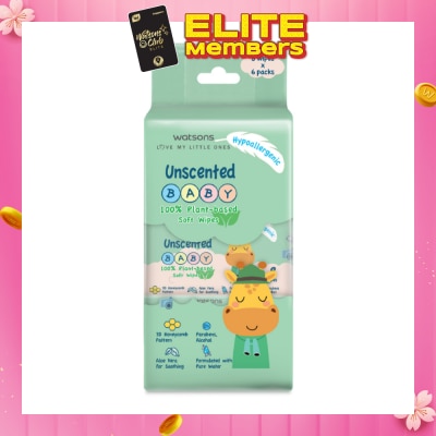 WATSONS Super Mini Unscented Baby Wipes 8s x 6