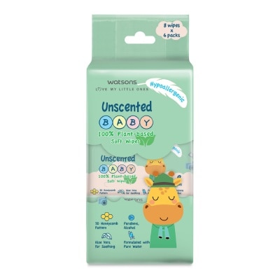 WATSONS Super Mini Unscented Baby Wipes 8s x 6