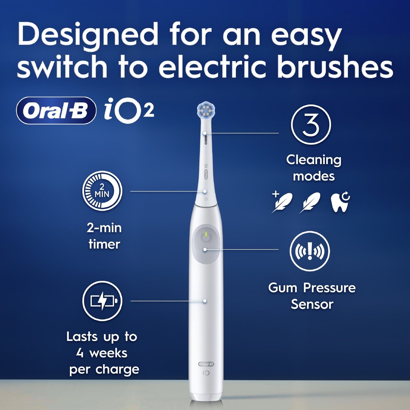 iO Series 2 Gentle Clean Sensitive White Electric Toothbrush 1s