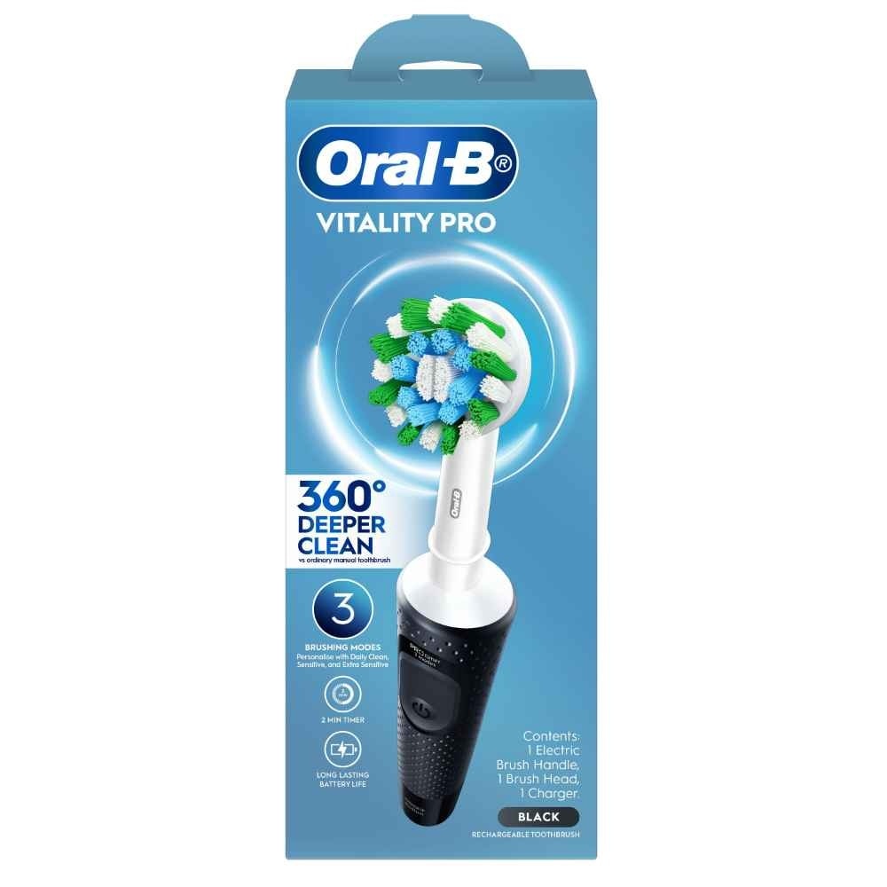 Vitality Pro Electric Toothbrush Black - Deep Clean 1s