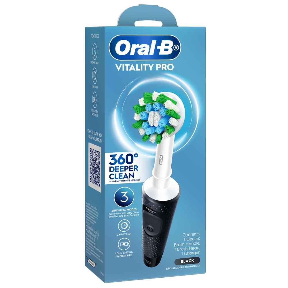 Vitality Pro Electric Toothbrush Black - Deep Clean 1s