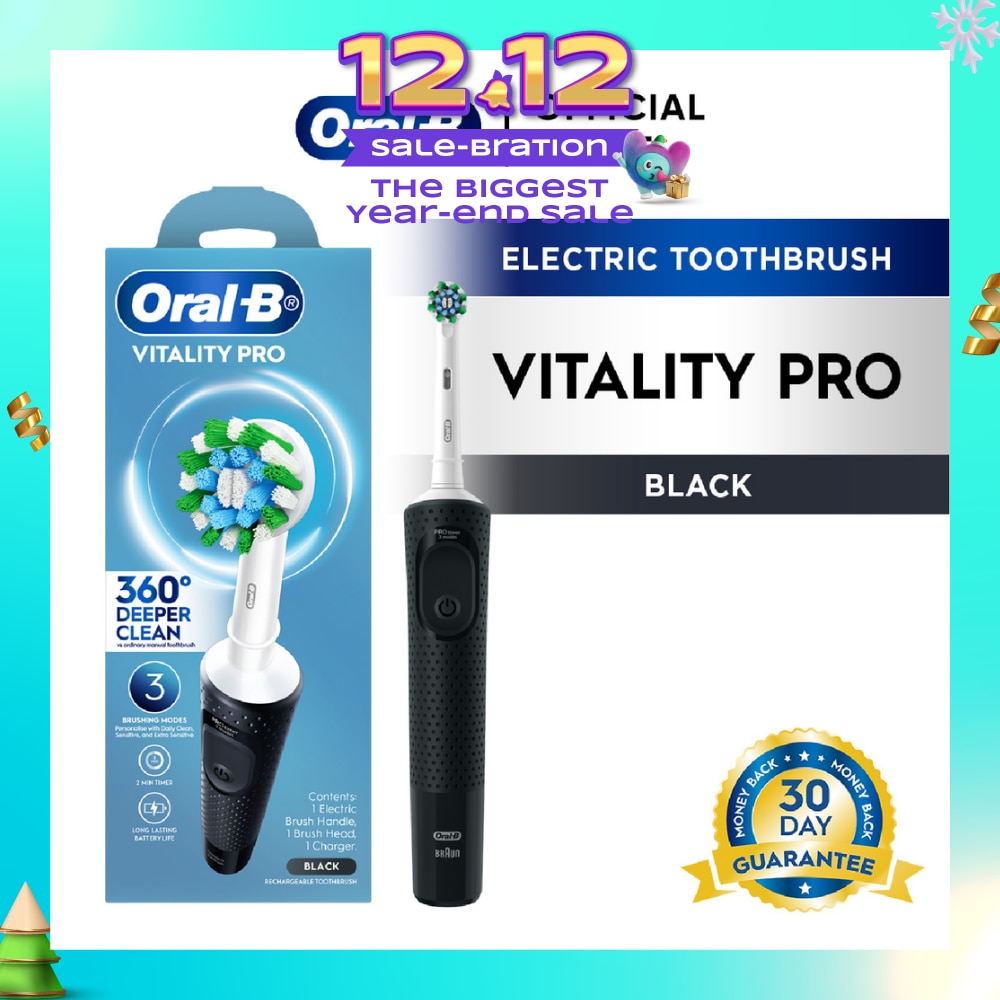 Vitality Pro Electric Toothbrush Black - Deep Clean 1s